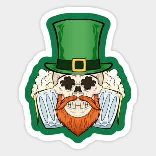 skull beer st patricks day of dead Sticker